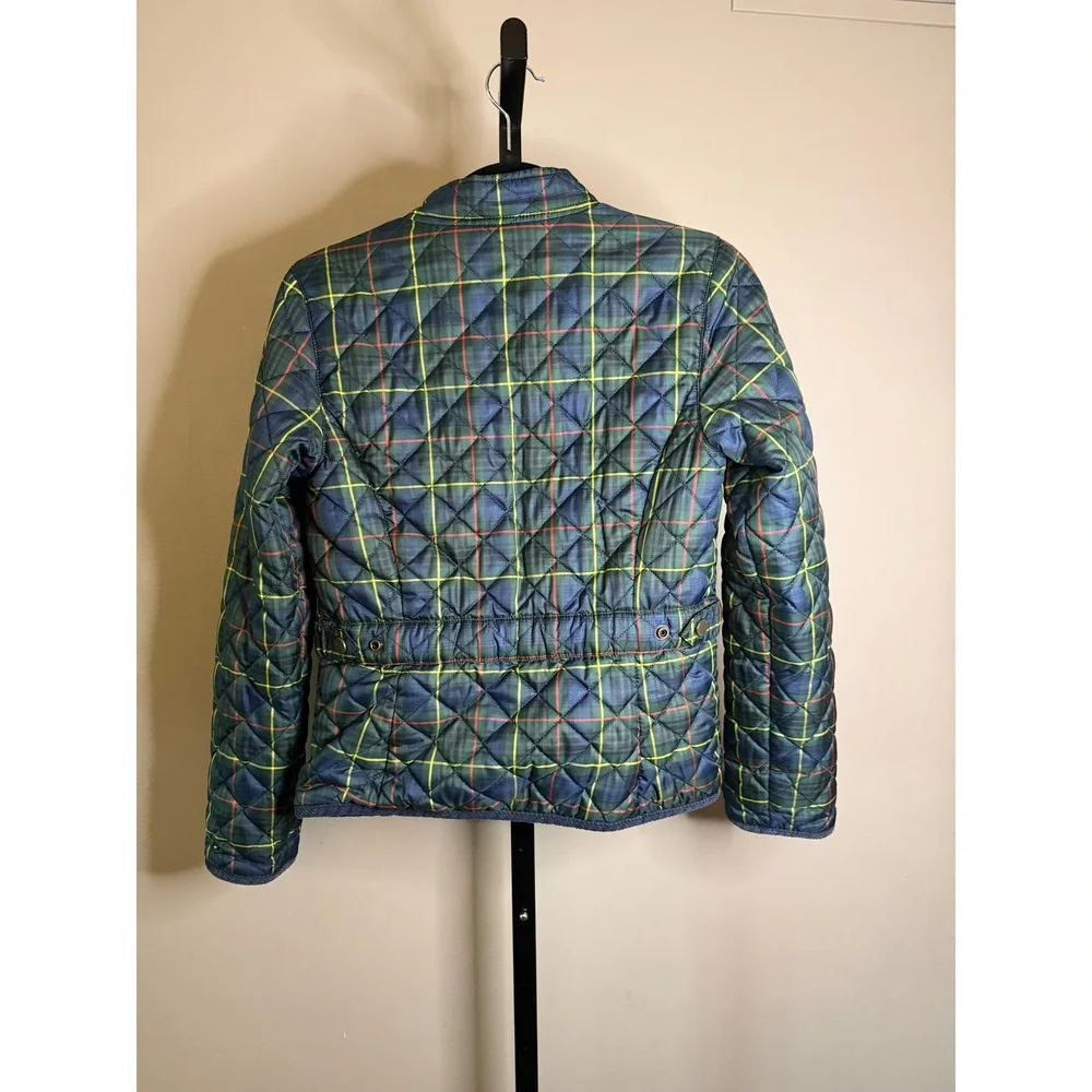 Ralph Lauren Kids Green Plaid Quilted Jacket Zip Up Coat Size L 12/14